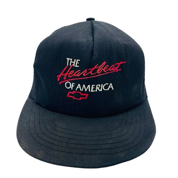 Vintage Chevrolet The Heartbeat of America Snapback Hat Black Corduroy - Picture 1 of 5